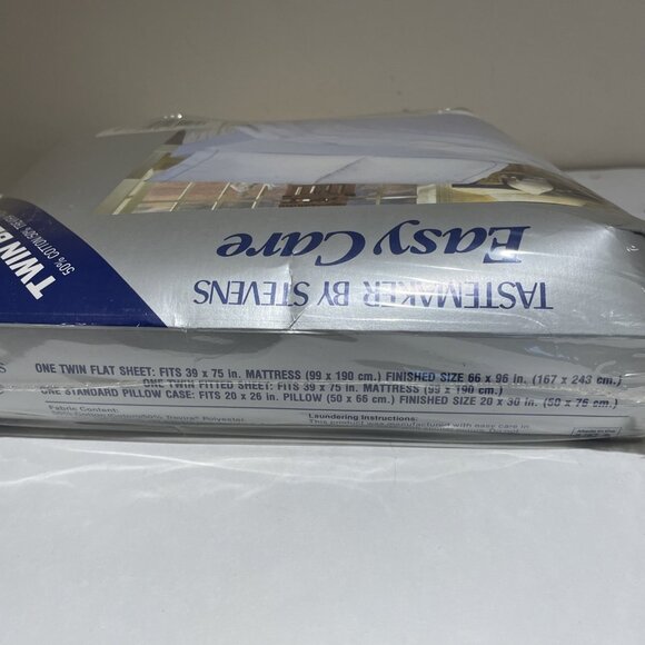 NEW 1986 Tastemaker by Stevens Easy Care White Twin Sheet Set 3 Pc Powder Puff - Picture 6 of 6